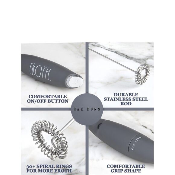 Rae Dunn Froth Electric Milk Frother Gray Classic Foam Whipped Coffee Bar +stand - Picture 10 of 10